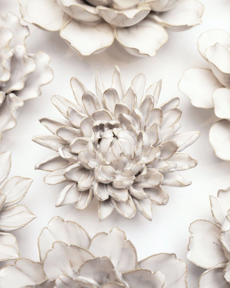 Coastal Ceramic Flower Ivory Chrysanthemum - Chive UK Wholesale