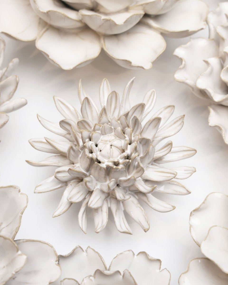 Coastal Ceramic Flower Ivory Spider Mum - Chive UK Wholesale