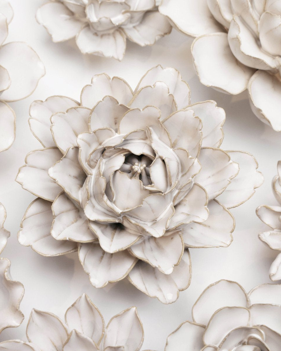 Coastal Ceramic Flower Ivory Zinnia - Chive UK Wholesale