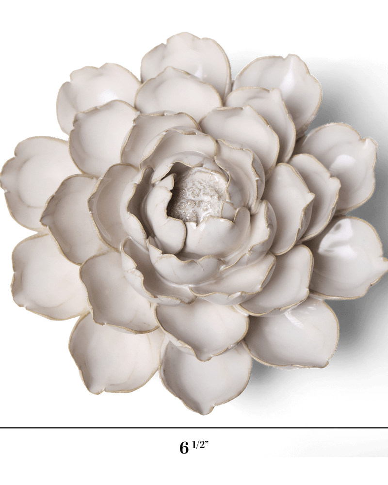 Coastal Ceramic Flower Ivory Cabbage Flower - Chive UK Wholesale