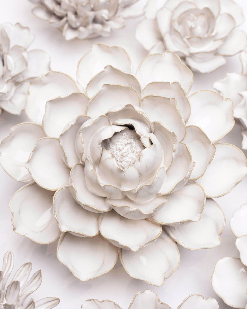 Coastal Ceramic Flower Ivory Cabbage Flower - Chive UK Wholesale