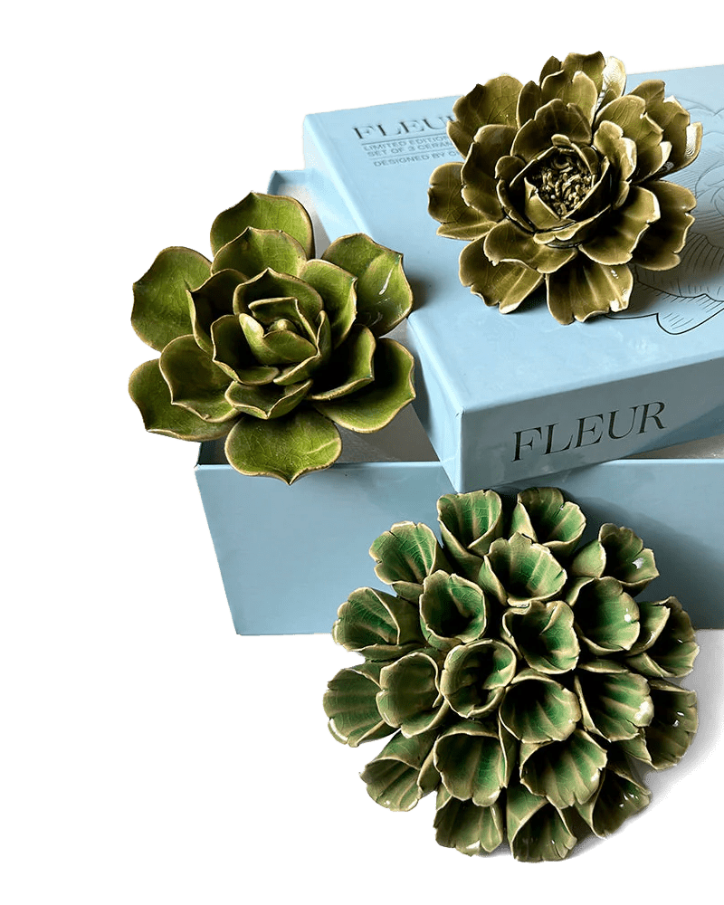 Ceramic Flower Fleur Box Set - Chive UK Wholesale