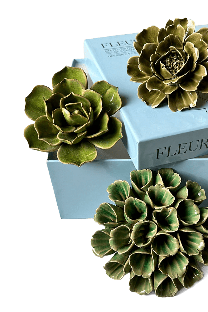 Ceramic Flower Fleur Box Set - Chive UK Wholesale