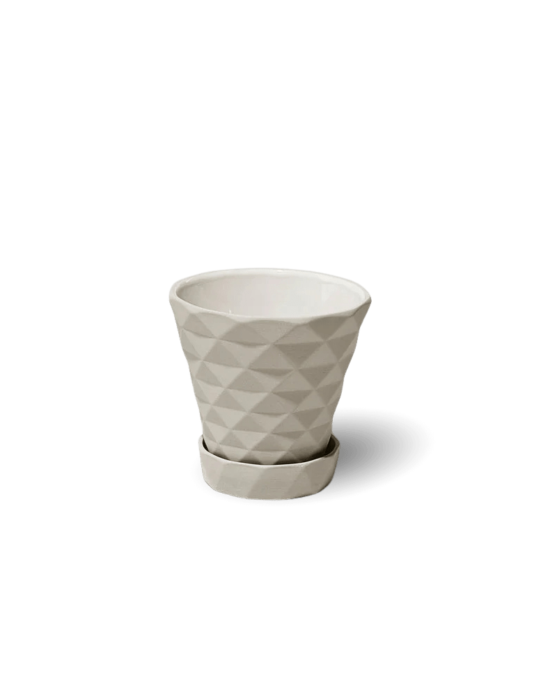 Diamond Porcelain Modern Indoor Plant Pot With Saucer - Chive UK Wholesale