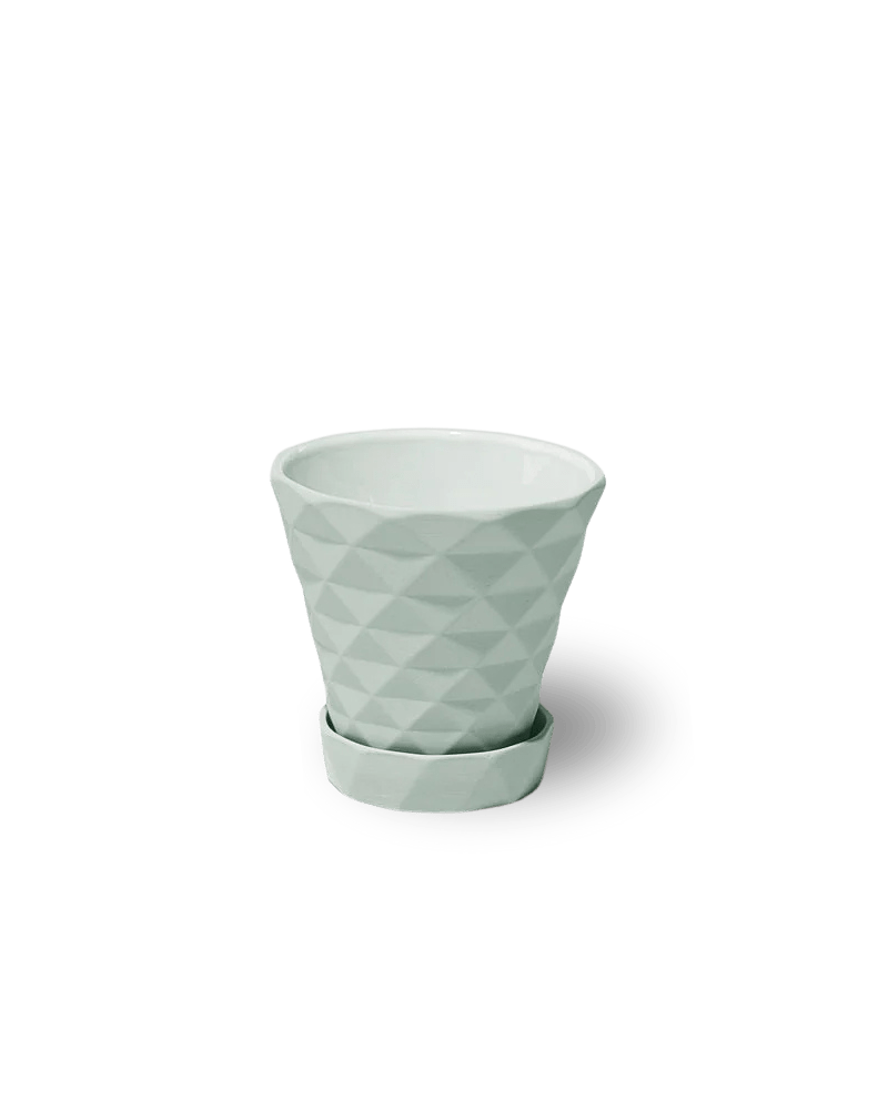 Diamond Porcelain Modern Indoor Plant Pot With Saucer - Chive UK Wholesale