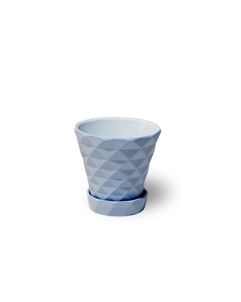 Diamond Porcelain Modern Indoor Plant Pot With Saucer - Chive UK Wholesale