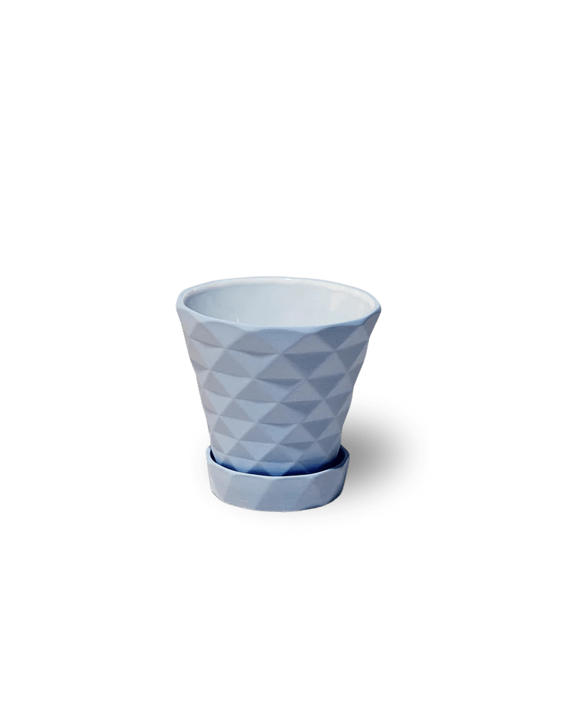 Diamond Porcelain Modern Indoor Plant Pot With Saucer - Chive UK Wholesale