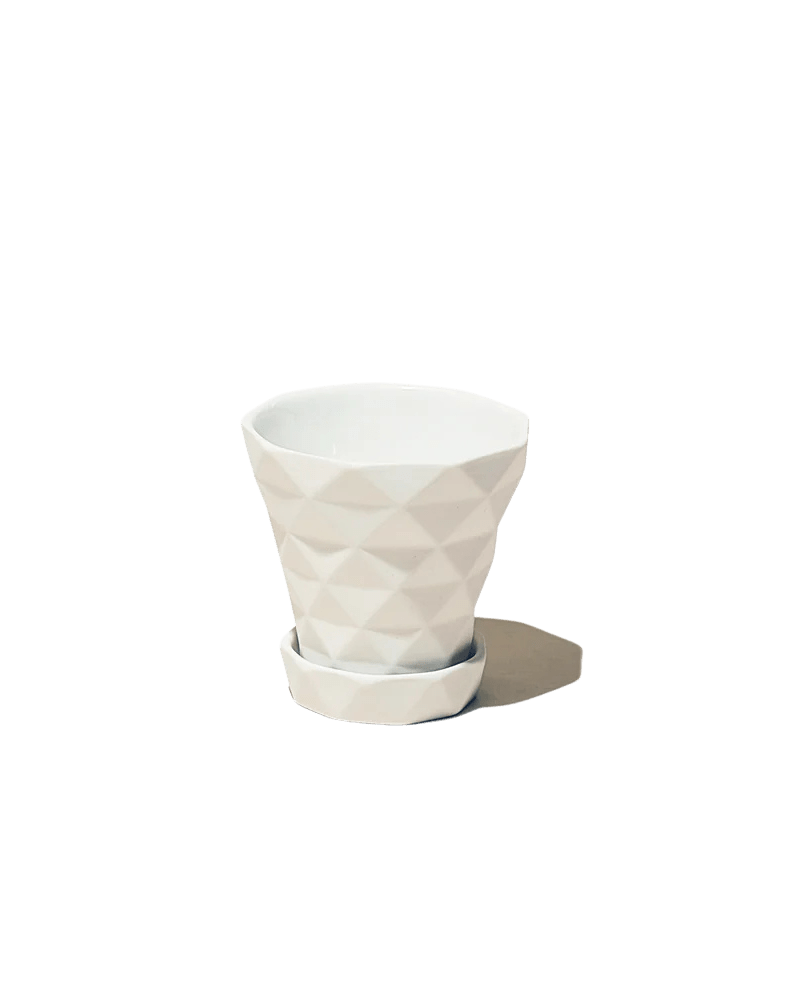 Diamond Porcelain Modern Indoor Plant Pot With Saucer - Chive UK Wholesale