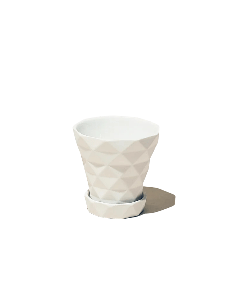 Diamond Porcelain Modern Indoor Plant Pot With Saucer - Chive UK Wholesale
