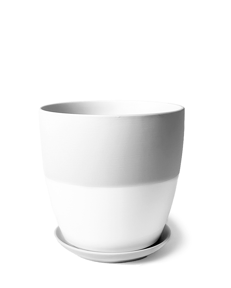 Dyad Porcelain Modern Indoor Plant Pot With Saucer - Chive UK Wholesale