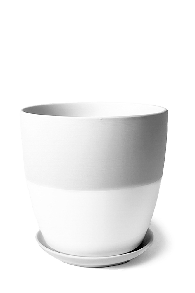 Dyad Porcelain Modern Indoor Plant Pot With Saucer - Chive UK Wholesale