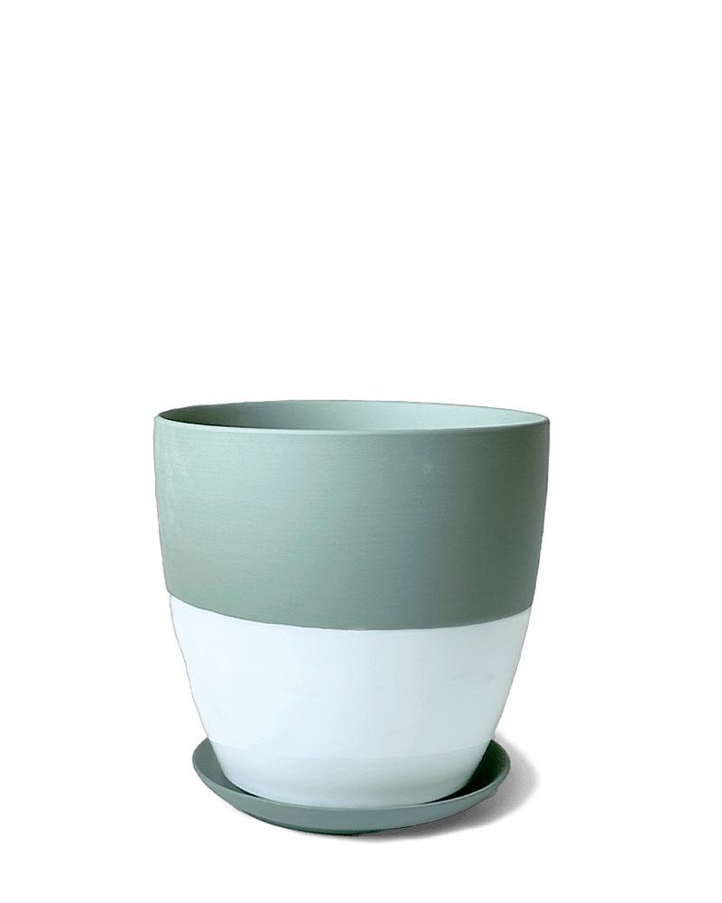 Dyad Porcelain Modern Indoor Plant Pot With Saucer - Chive UK Wholesale