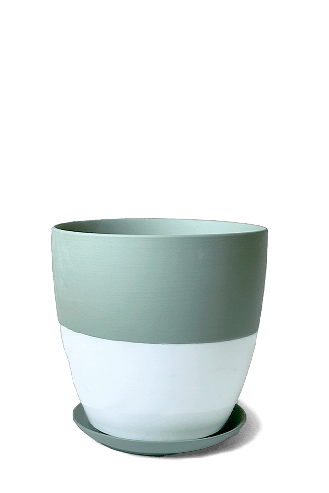 Dyad Porcelain Modern Indoor Plant Pot With Saucer - Chive UK Wholesale
