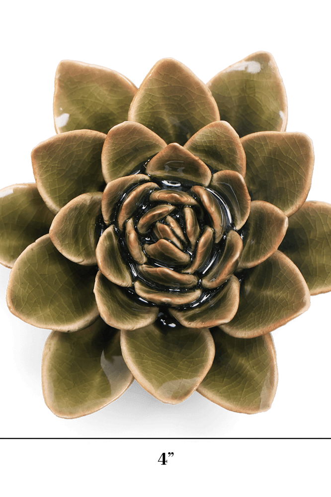 Ceramic Flower Collection 13 Dark Green Flower - Chive UK Wholesale