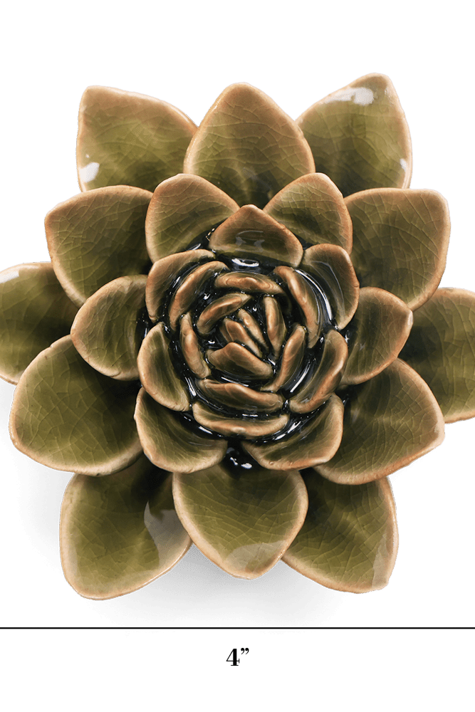 Ceramic Flower Collection 13 Dark Green Flower - Chive UK Wholesale