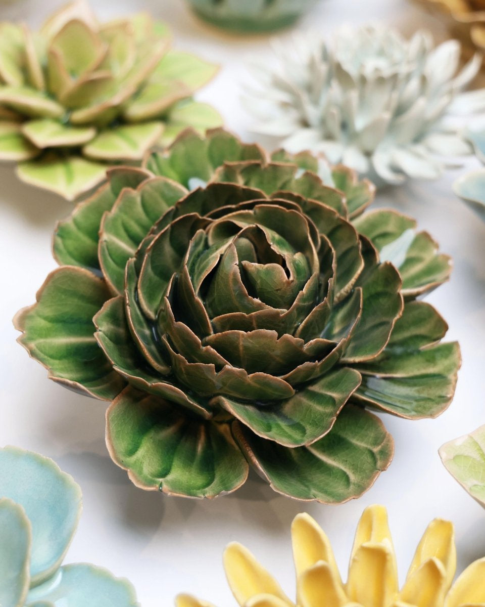 English Garden Ceramic Flower Green Cabbage Flower - Chive UK Wholesale