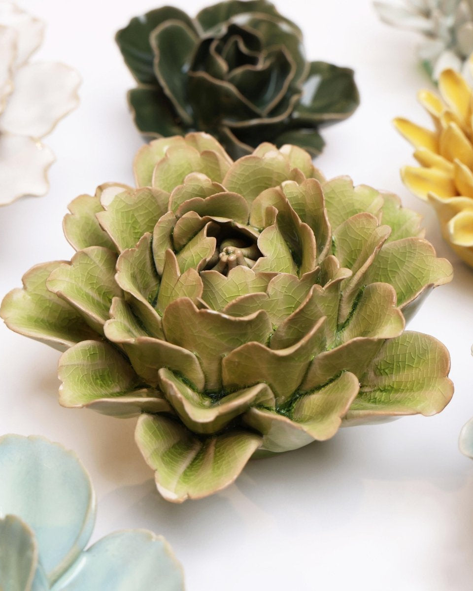 English Garden Ceramic Flower Green Tree Peony - Chive UK Wholesale