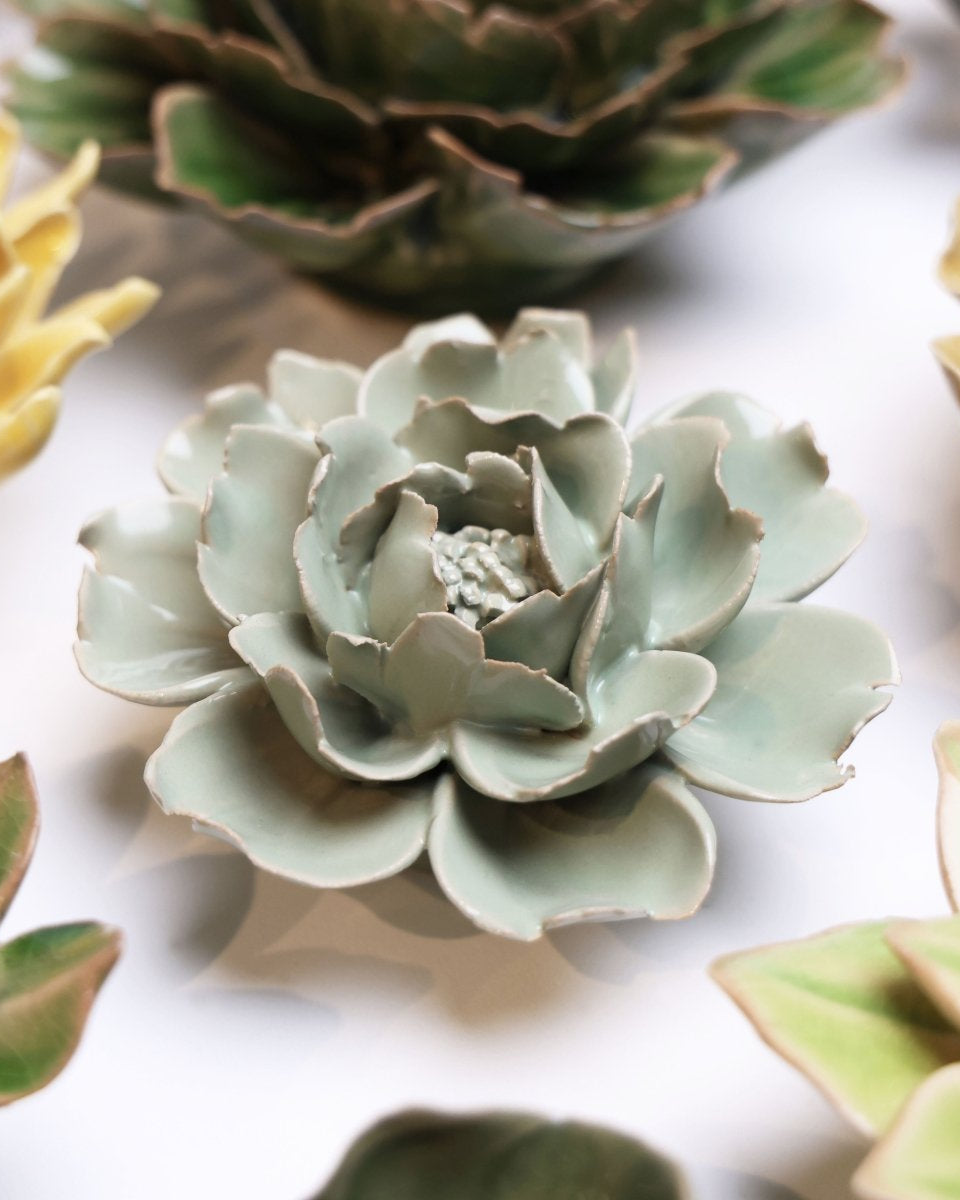 English Garden Ceramic Flower Green Rose - Chive UK Wholesale