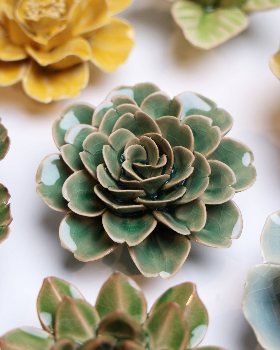 English Garden Ceramic Flower Pastel Green Tea Rose - Chive UK Wholesale