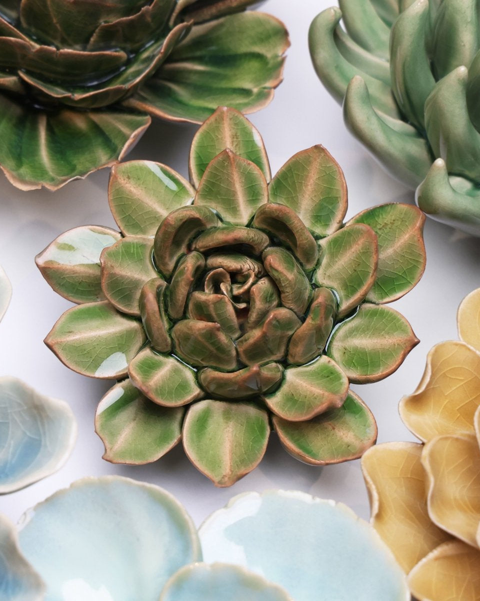 English Garden Ceramic Flower Green Small Succulent - Chive UK Wholesale