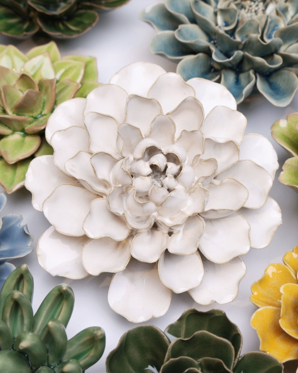 English Garden Ceramic Flower White Water Lily - Chive UK Wholesale