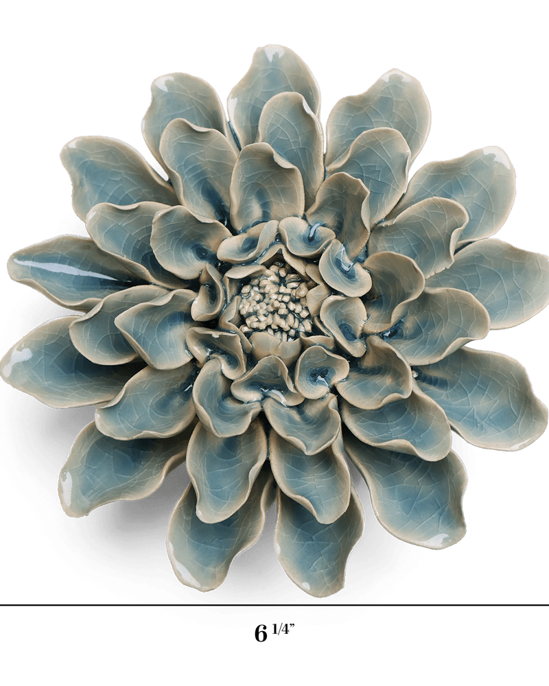 English Garden Ceramic Flower Teal Dinner Plate Dahlia - Chive UK Wholesale