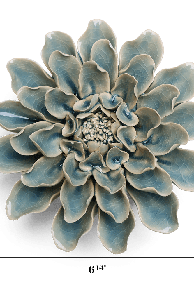 English Garden Ceramic Flower Teal Dinner Plate Dahlia - Chive UK Wholesale