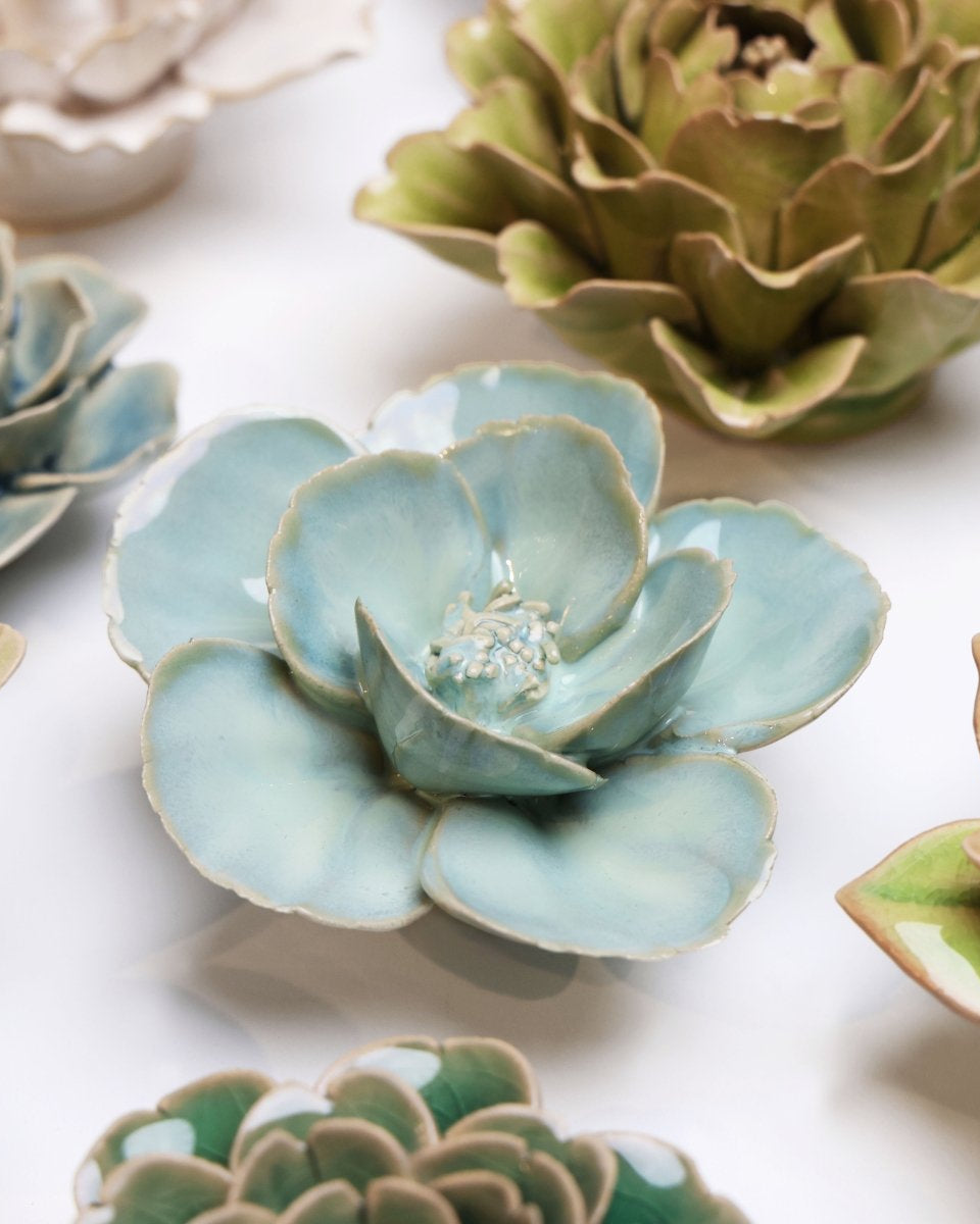 English Garden Ceramic Flower Teal Lotus - Chive UK Wholesale