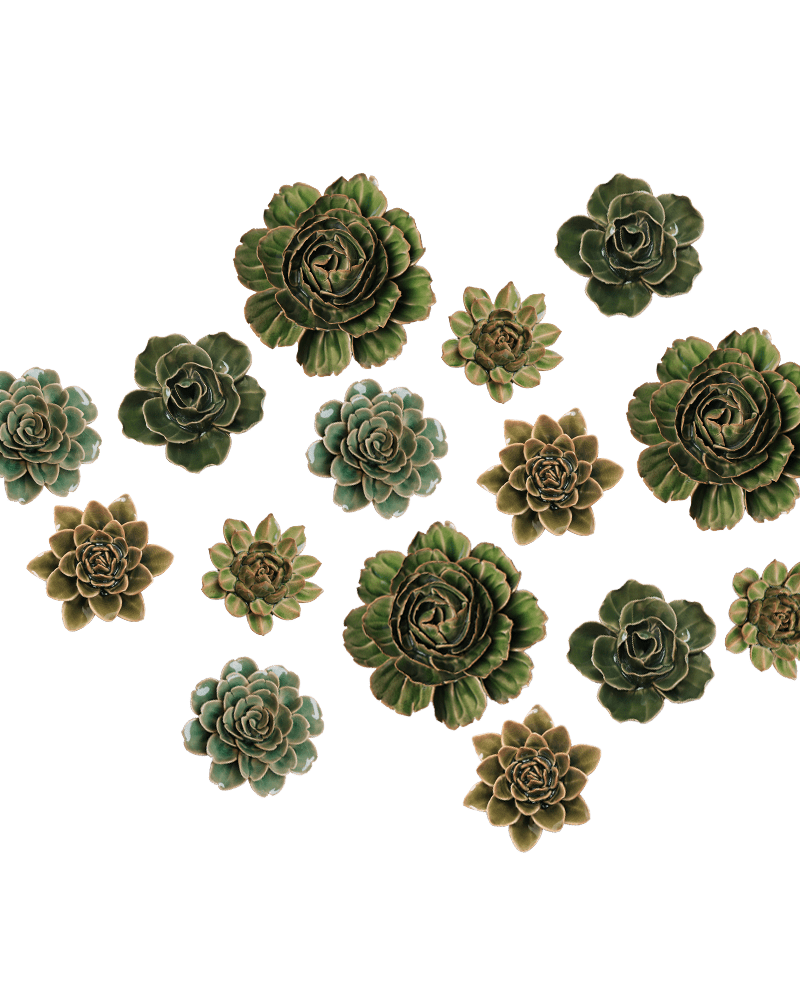 Ceramic Flower Collection 13 Dark Green Flower - Chive UK Wholesale