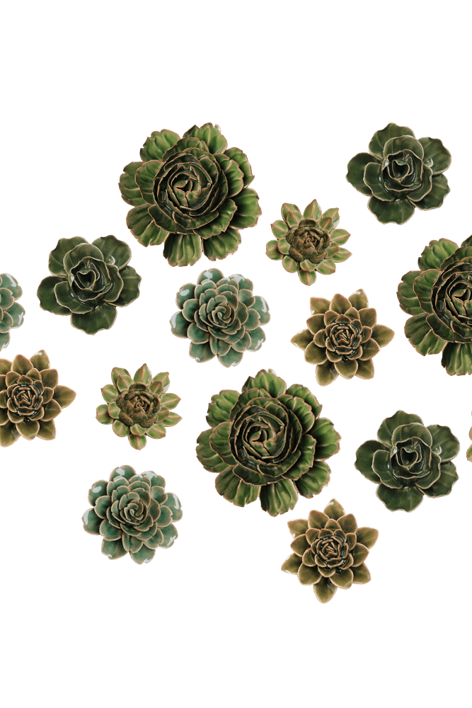 Ceramic Flower Collection 13 Dark Green Flower - Chive UK Wholesale