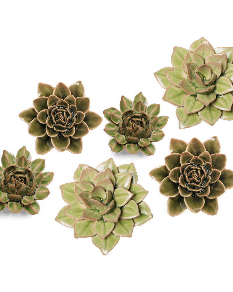 Ceramic Flower Collection 13 Dark Green Flower - Chive UK Wholesale