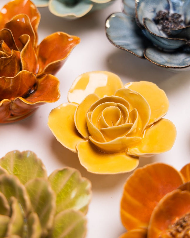 France Ceramic Flower Yellow Ranunculus - Chive UK Wholesale