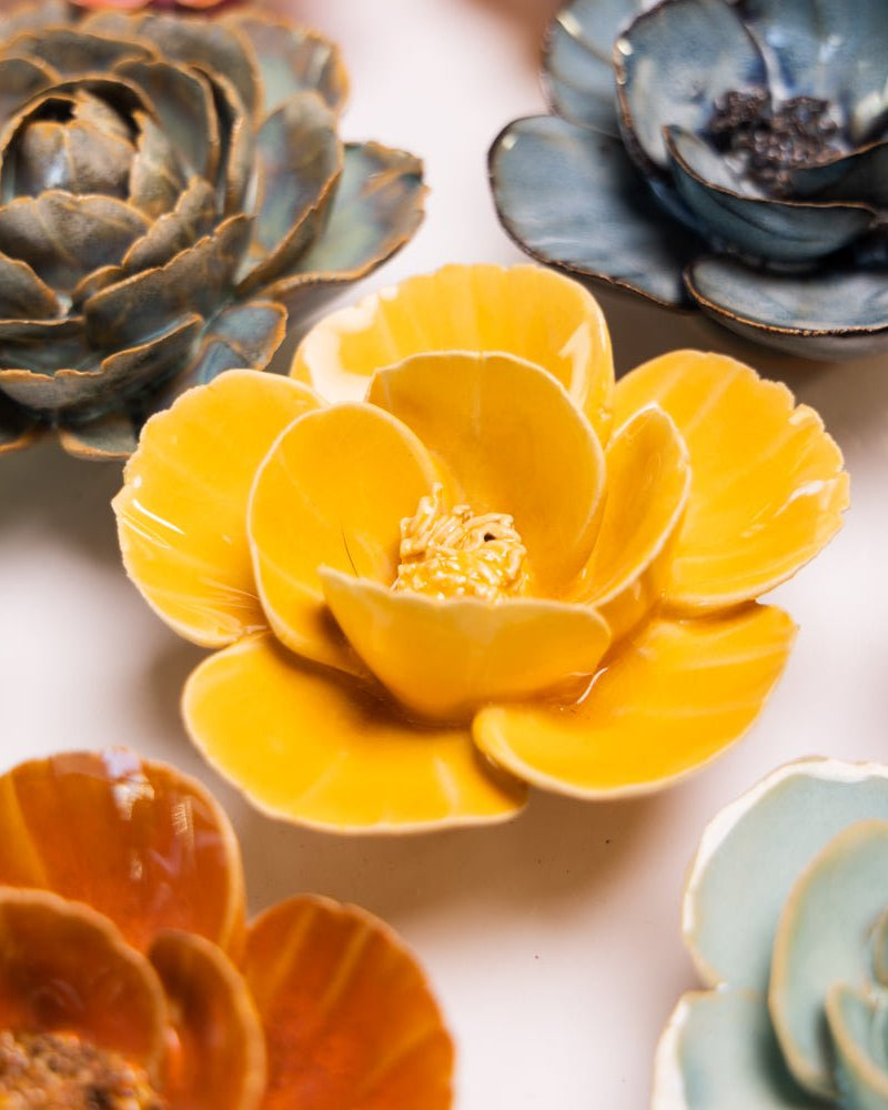 France Ceramic Flower Yellow Lotus - Chive UK Wholesale