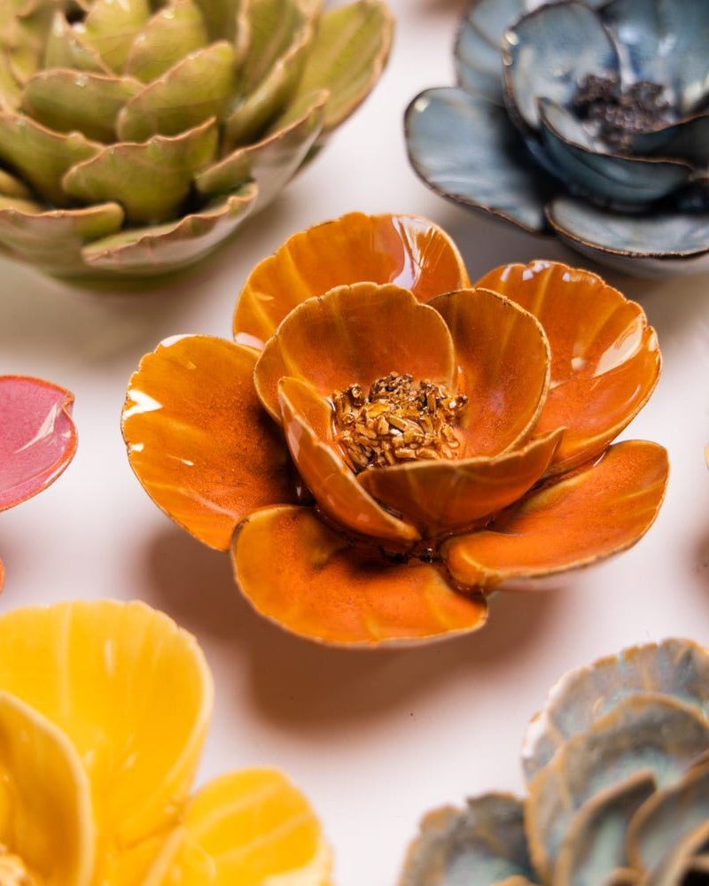 France Ceramic Flower Orange Lotus - Chive UK Wholesale