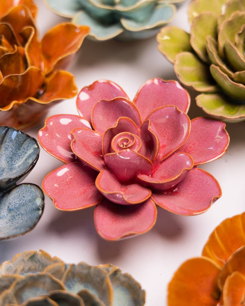 France Ceramic Flower Pink Gardenia - Chive UK Wholesale