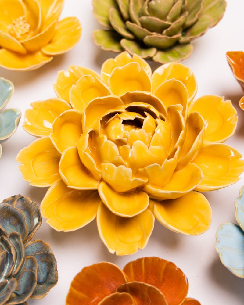 France Ceramic Flower Yellow Cabbage Flower - Chive UK Wholesale