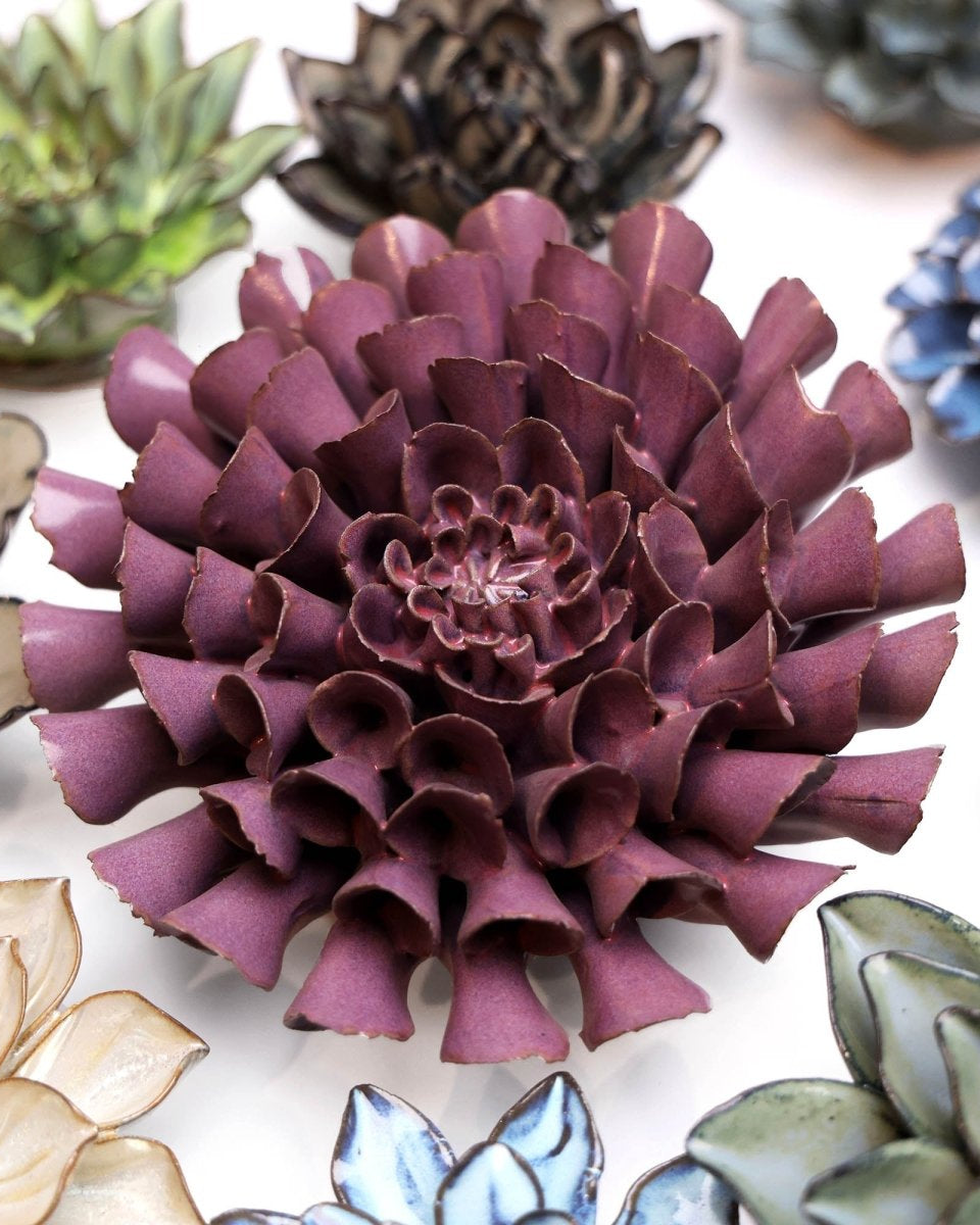 Japan Ceramic Flower Lilac Pom Pom Dahlia - Chive UK Wholesale