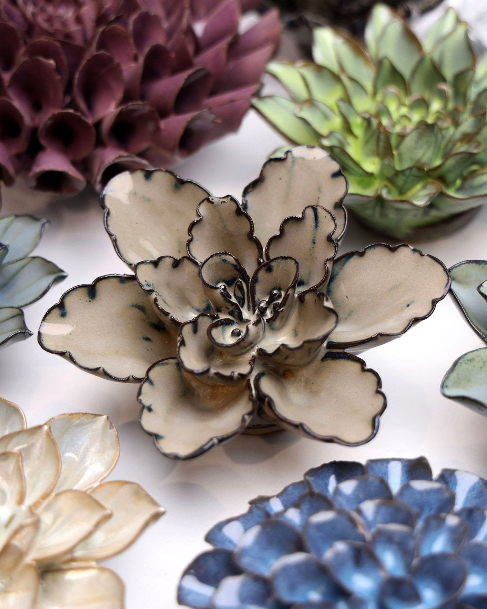 Japan Ceramic Flower Ecru Cactus Flower - Chive UK Wholesale