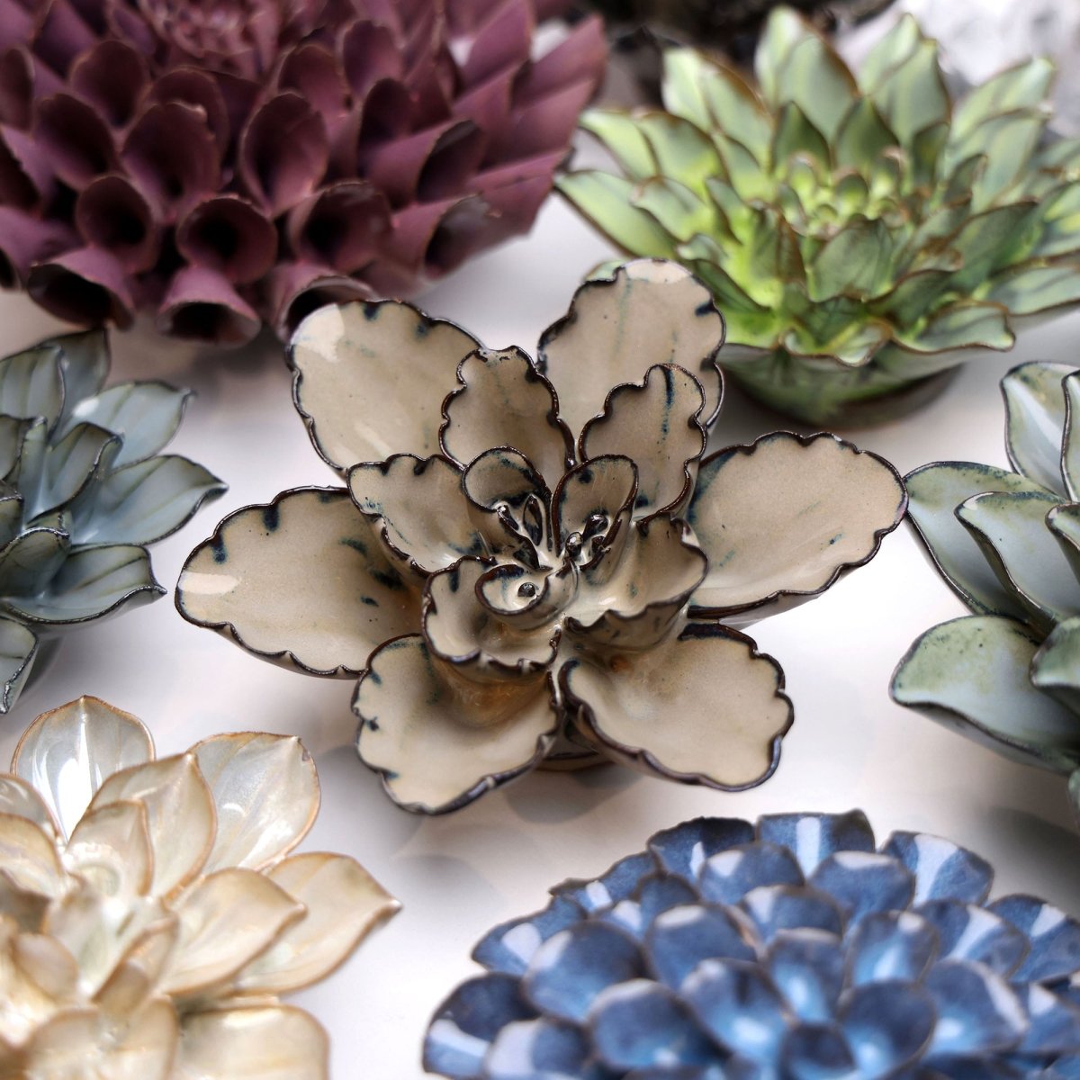 Japan Ceramic Flower Ecru Cactus Flower - Chive UK Wholesale