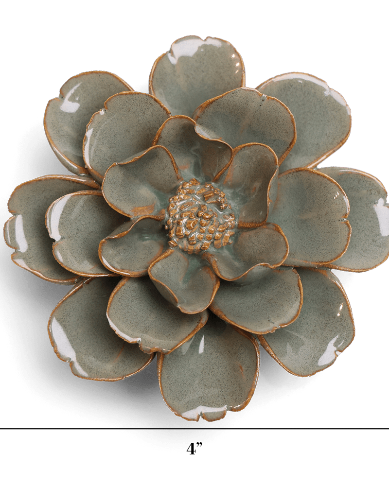 Japan Ceramic Flower Green Grey Hibiscus - Chive UK Wholesale