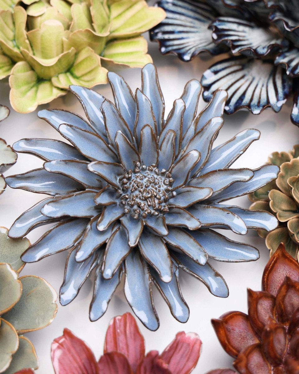 Japan Ceramic Flower Grey Gerbera Daisy - Chive UK Wholesale