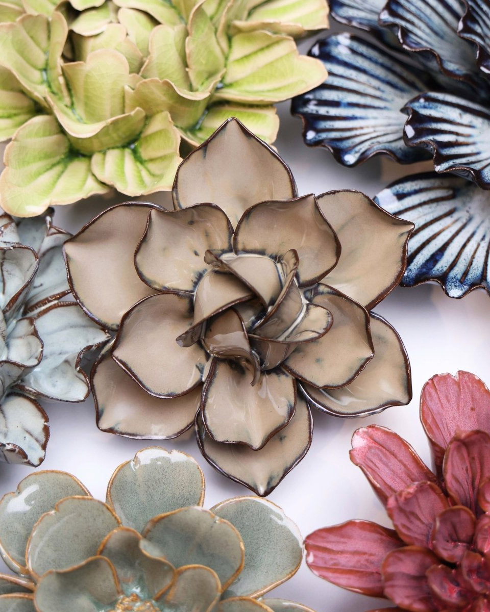 Japan Ceramic Flower Brown Cactus Flower - Chive UK Wholesale