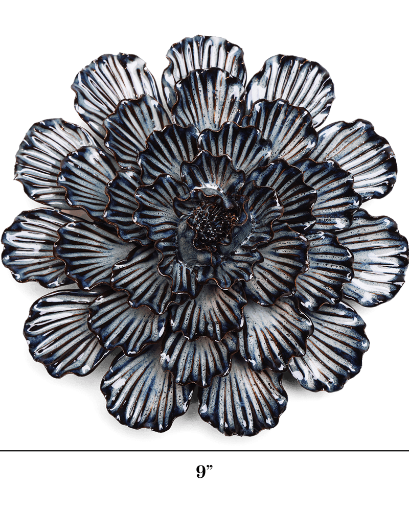 Japan Ceramic Flower Blue Dinner Plate Dahlia - Chive UK Wholesale