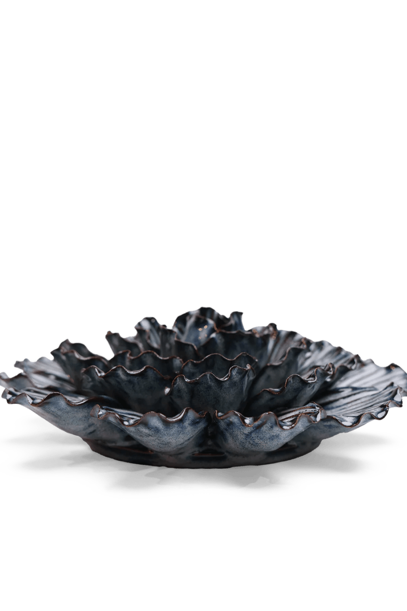 JA25 Navy Dinner Plate Dahlia - Chive UK Wholesale