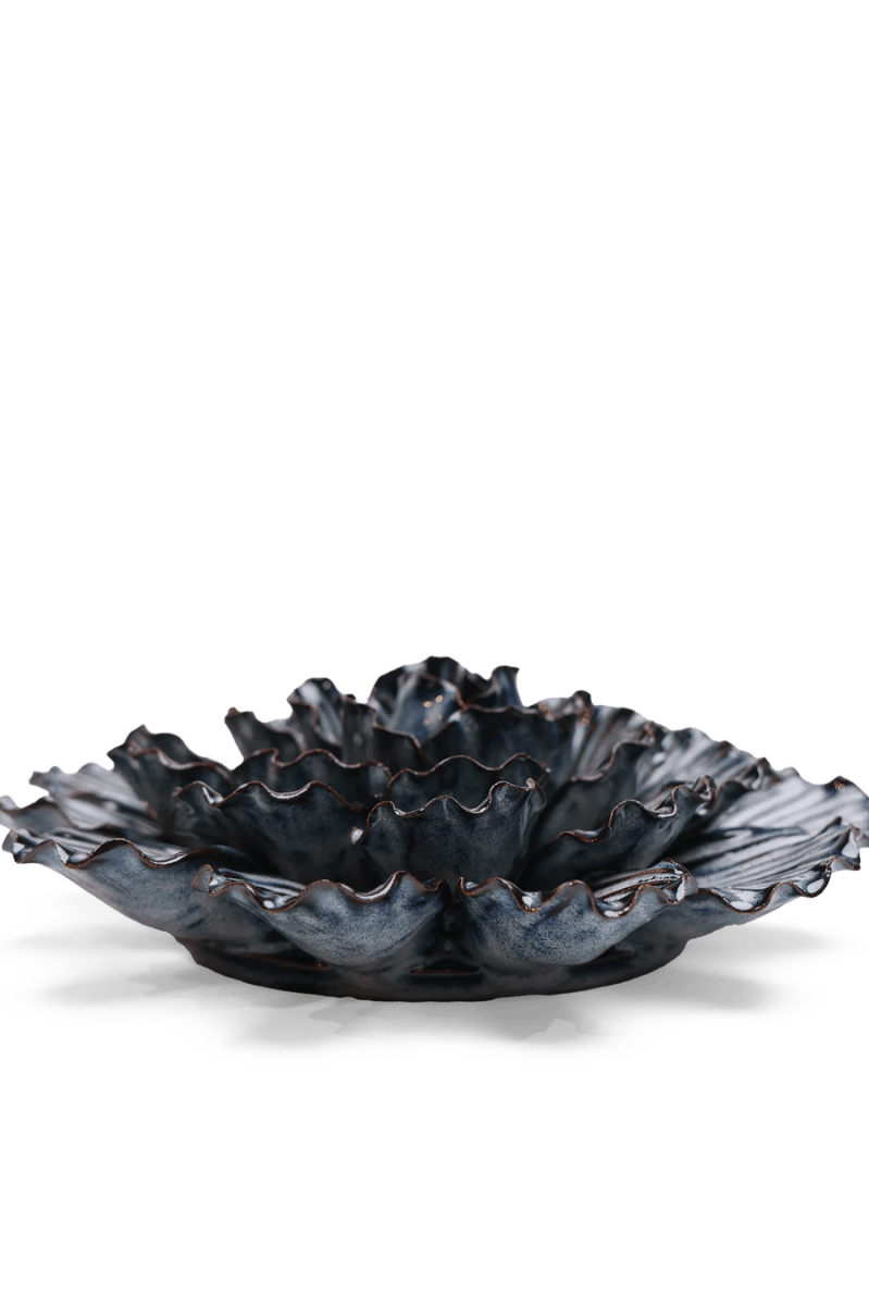 JA25 Navy Dinner Plate Dahlia - Chive UK Wholesale