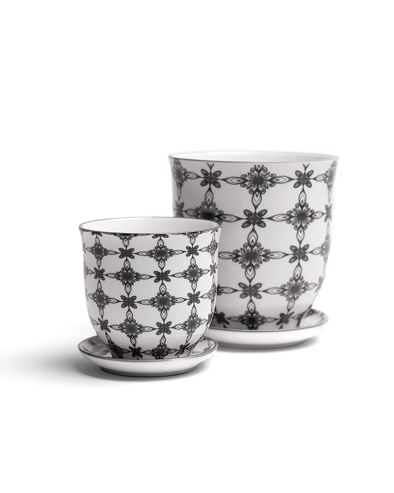 Liberte Porcelain Pot And Saucer Set With Drainage - Chive UK Wholesale