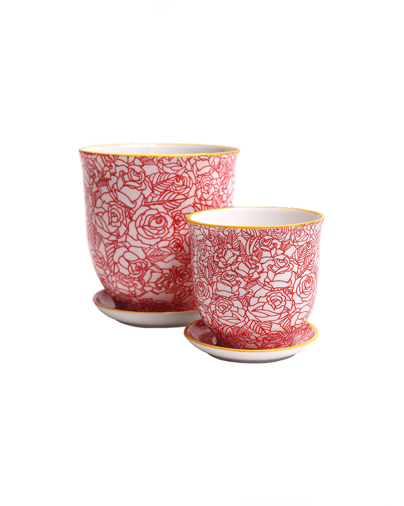 Liberte Porcelain Pot And Saucer Set With Drainage - Chive UK Wholesale