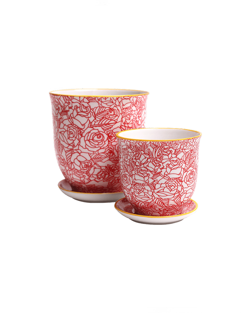 Liberte Porcelain Pot And Saucer Set With Drainage - Chive UK Wholesale