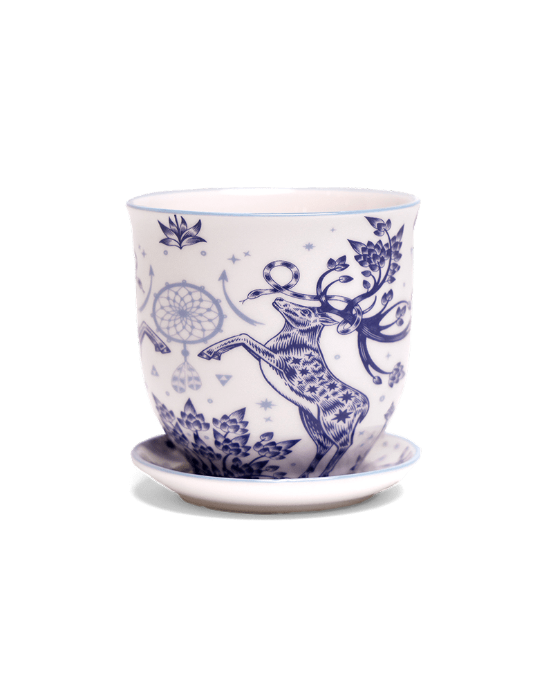 Liberte 5 Porcelain Pot And Saucer With Drainage - Chive UK Wholesale