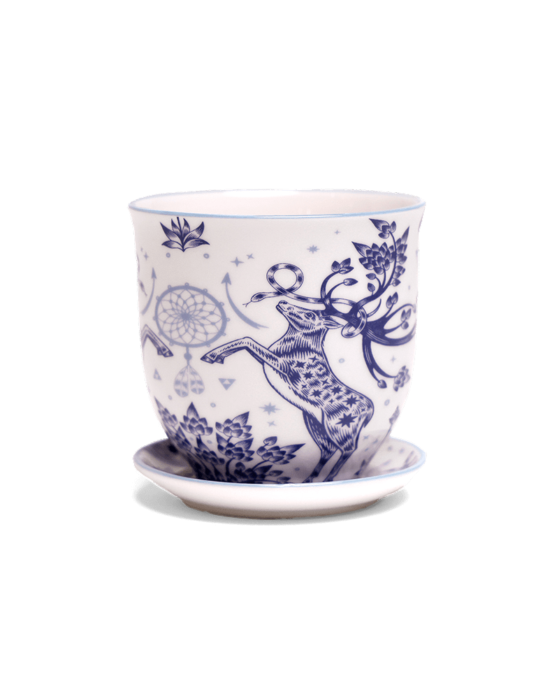 Liberte 5 Porcelain Pot And Saucer With Drainage - Chive UK Wholesale